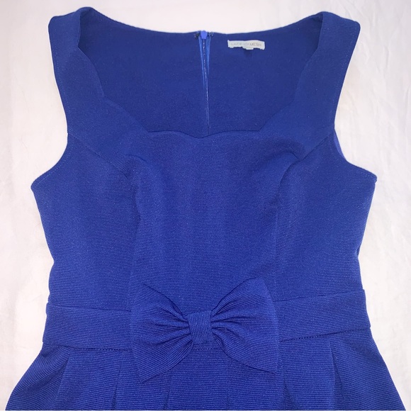 NWOT Blue Sleeveless A-line Dress with Bow and Scallop Neckline - Picture 3 of 6